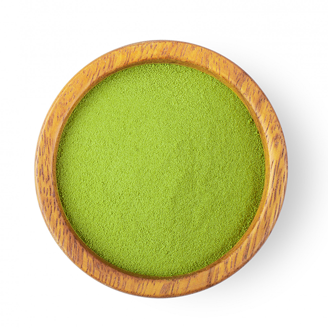 Dried Wolffia globosa Powder in bowl wood